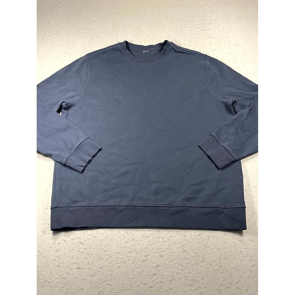 Hurley Sweatshirt Mens Large Navy Blue Embroidered Minimalist Crew Neck Pullover